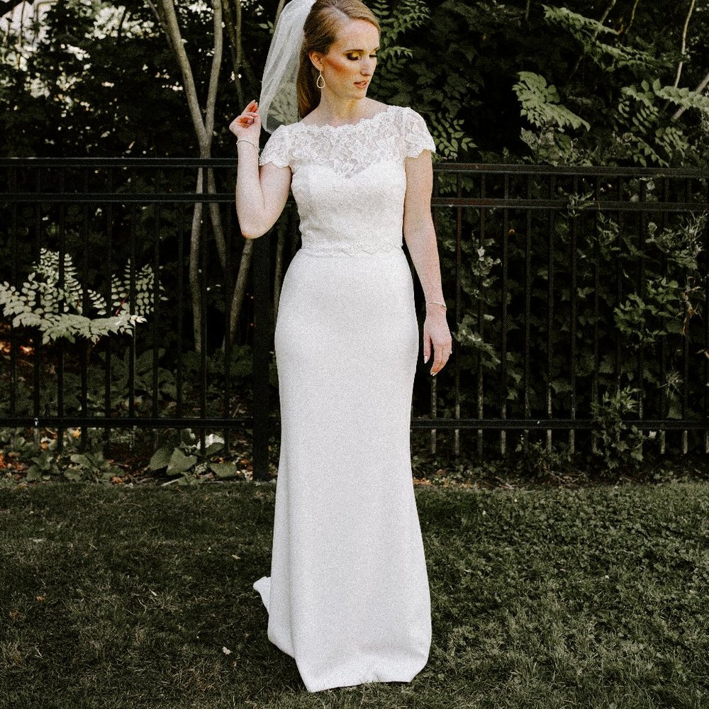 BHLDN Paige Strapless Wedding Dress - Ivory Crepe - Size 6